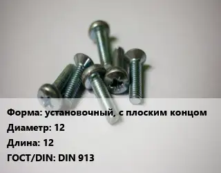 Винт установочный, с плоским концом 12х12 DIN 913